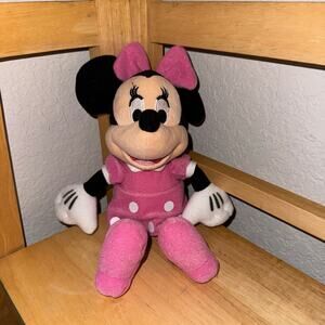 Disney Minnie Mouse Plush Polka Dot Pink Dress 11” Stuffed Animal